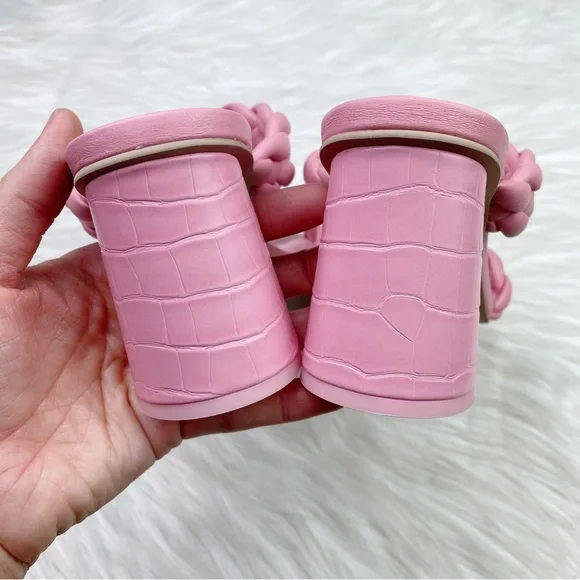 New Dolce Vita Paily Chunky Braided Block Heel Slide Sandal in Rose Stella - Picture 5 of 10